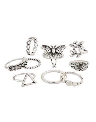 Multi-Pack Moth and Leaves Assorted Rings - 9 Pack