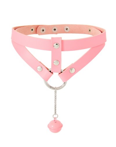 Pink O Ring with Bell Choker Necklace