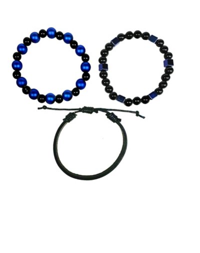 Multi-Pack Black and Blue Beaded Bracelets - 3 Pack