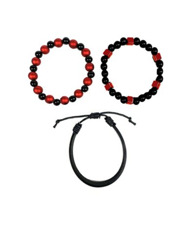 Multi-Pack Red and Black Beaded Bracelets - 3 Pack