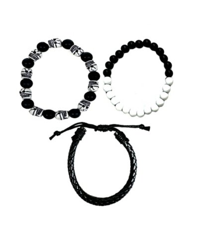 Multi-Pack Black and White Cross Bracelets - 3 Pack