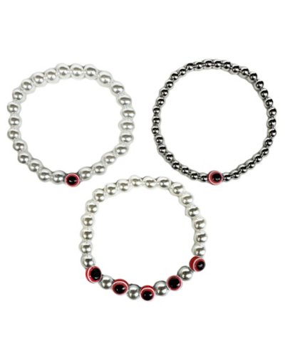 Multi-Pack White Beaded Evil Eye Bracelets - 3 Pack