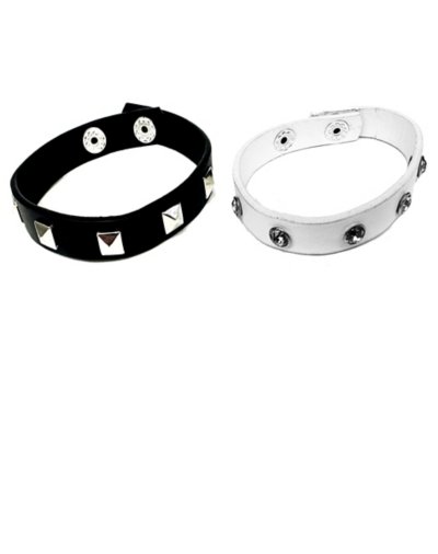 Black and White Pyramid Stud Bracelets