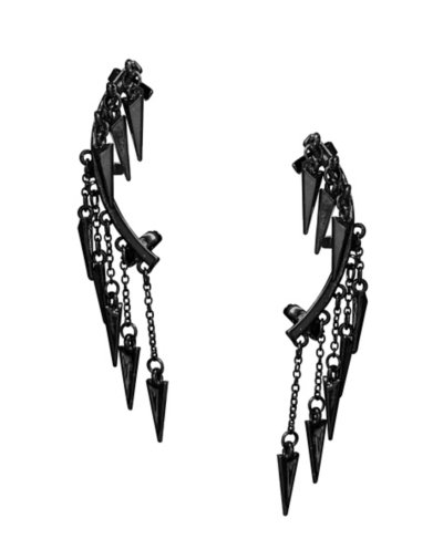 Black Spike Dangle Ear Cuffs