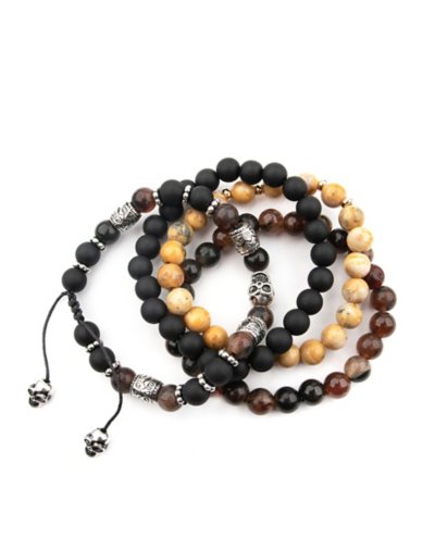 Multi-Pack Skull Beaded Bracelets - 4 Pack