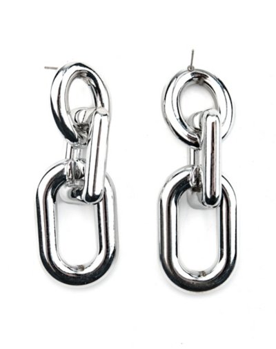 Silvertone Oval Link Dangle Earrings