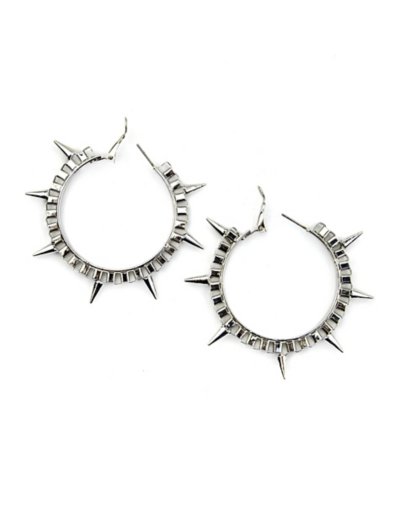 Silvertone Multiple Spike Hoop Earrings