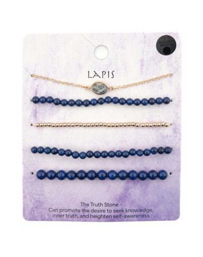 Multi-Pack Lapis Beaded Bracelets - 5 Pack