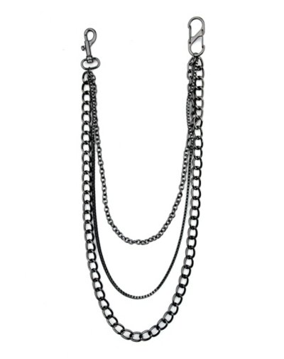 Black 3 Chain Layered Wallet Chain