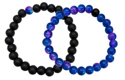 Purple and Black Long Distance Beaded Bracelets - 2 Pack