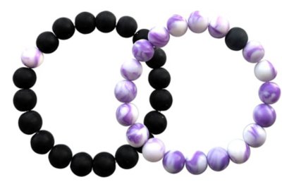 Black and Purple Swirl Long Distance Beaded Bracelets - 2 Pack