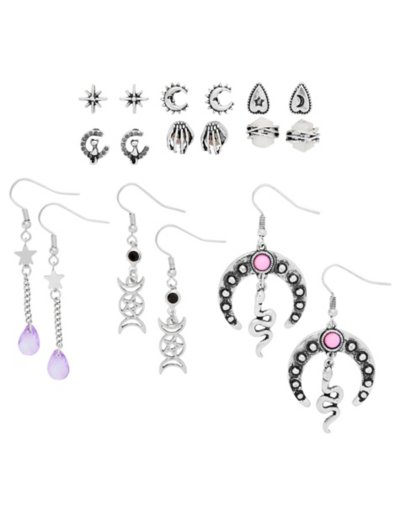 Multi-Pack CZ Crystal Dangle Earrings - 9 Pack