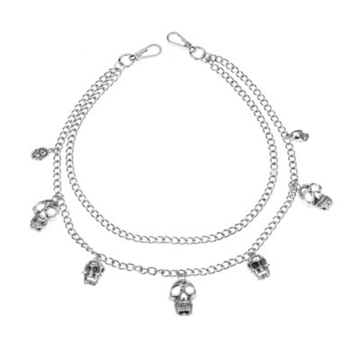 Double Row Skull Charm Wallet Chain