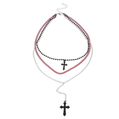 Triple Row Cross Chain Necklace