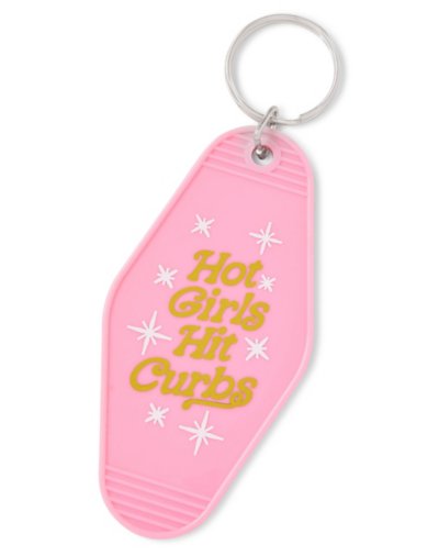 Hot Girls Hit Curbs Pink Keychain