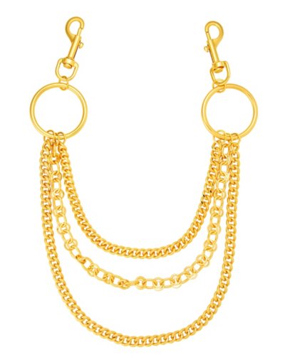 Goldtone Triple Row Rings Wallet Chain