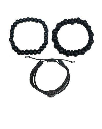 Multi-Pack Black Pentagram Beaded Bracelets - 3 Pack