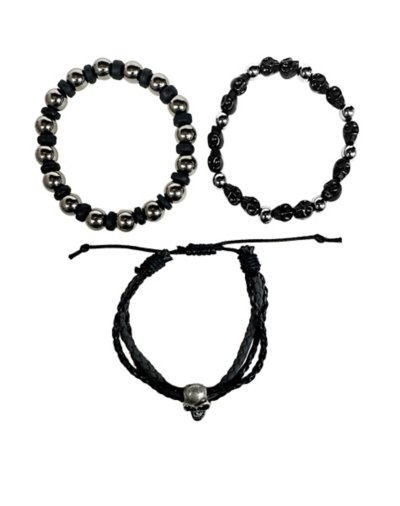 Multi-Pack Skull Cord Bracelets - 3 Pack