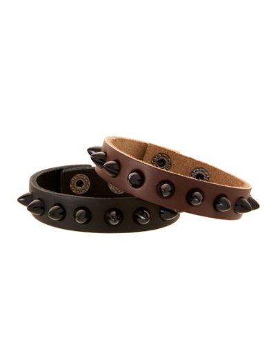 Multi-Pack Spike Brown and Black Bracelets - 2 Pack