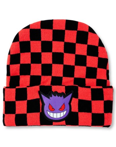 Black and Red Checker Gengar Cuff Beanie Hat - Pok?mon