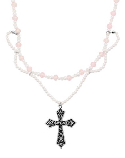 Bead Cross Pendant Necklace