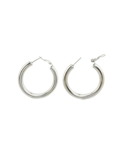 Silvertone Thick Hoop Earrings