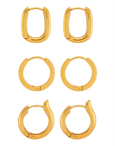 Multi-Pack Goldplated Ornate Hoop Earrings - 3 Pack