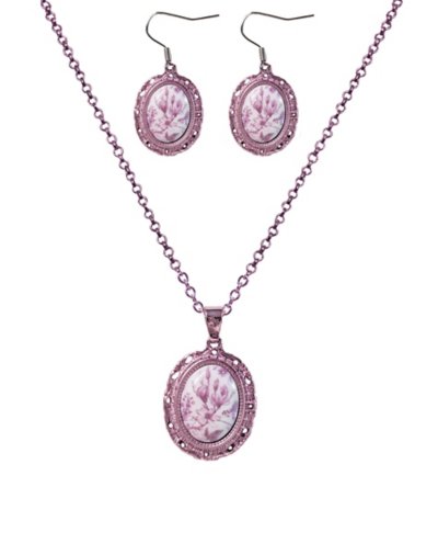 Floral Pendant Necklace and Earrings Set