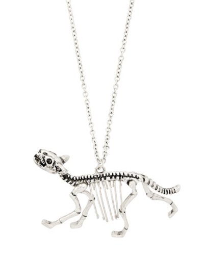 Silvertone Dino Skeleton Necklace