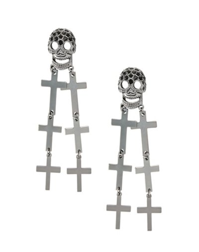 Skull and Crosses Dangle Earrings