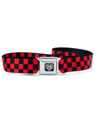 "Red and Black Checkered Seatbelt Belt"