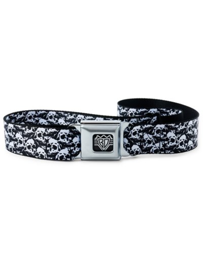 "Black and White Skulls Seatbelt Belt"