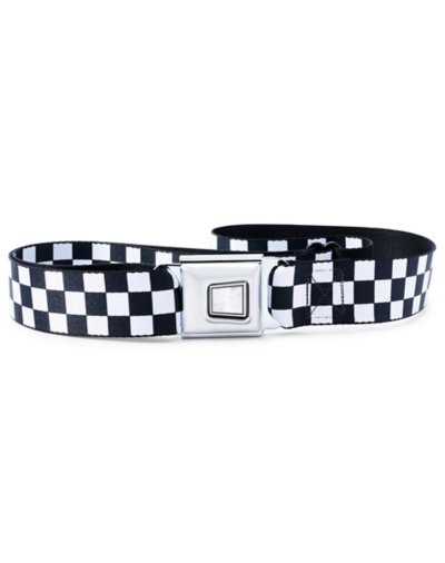 "Black and White Checkered Seatbelt Belt"