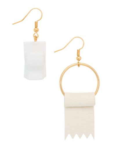 Toilet and Toiler Paper Roll Dangle Earrings