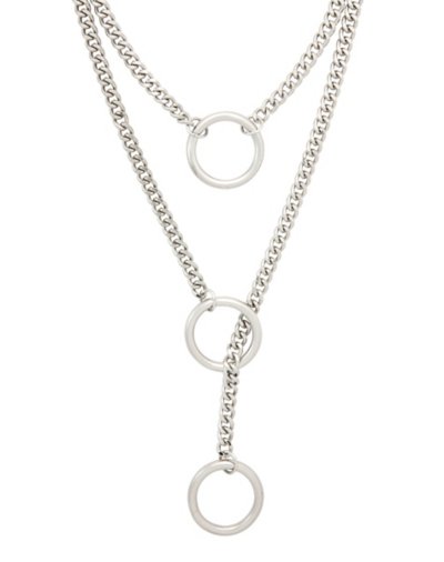 Triple Layer Silvertone O Ring Necklace