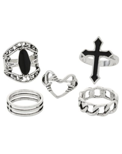 Multi-Pack Cross and Twist Heart Rings - 5 Pack