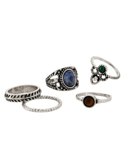 Multi-Pack Stone Assorted Rings - 5 Pack