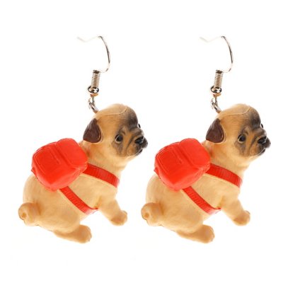 Dog Wearing Backpack Dangle Earrings