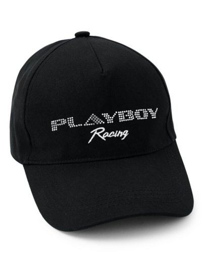 Black Playboy Racing Rhinestone Dad Hat