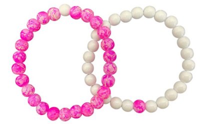 Pink and White Long Distance Bracelets - 2 Pack