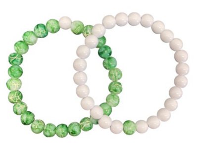 Green and White Long Distance Bracelets - 2 Pack