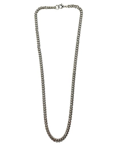 Silvertone Long Curb Chain Necklace