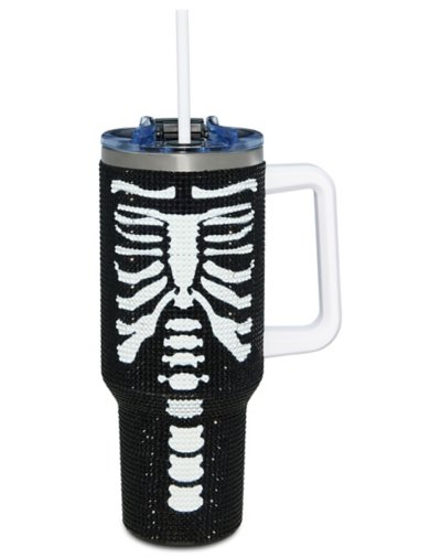 "Rhinestone Ribcage Travel Tumbler with Straw - 40 oz."