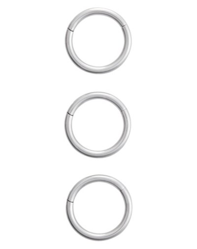 Multi-Pack Silvertone Basic Hinged Hoop Rings 3 Pack - 16 Gauge