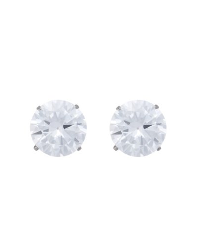 CZ Silvertone Titanium Circle Stud Earrings