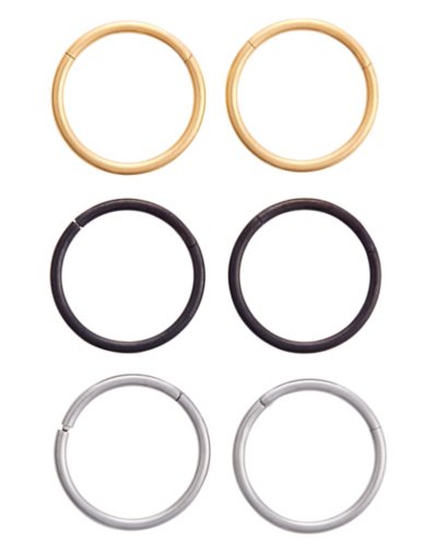 Multi-Pack Titanium Metal Trio Closure Rings 6 Pack - 20 Gauge