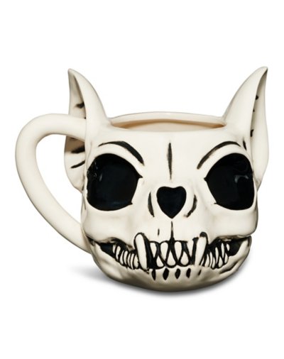 "Cat Skull Molded Coffee Mug"