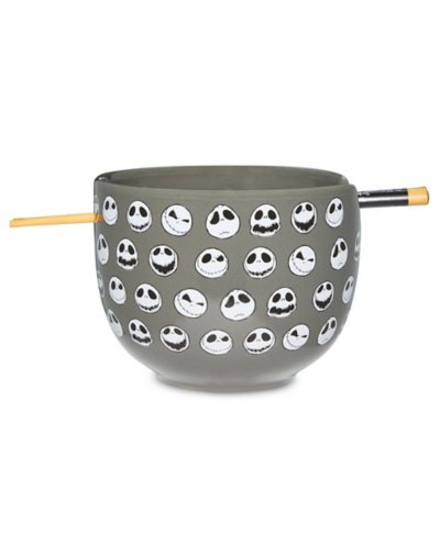 "Jack Skellington Faces Bowl with Chopsticks 20 oz. - The Nightmare Bef"