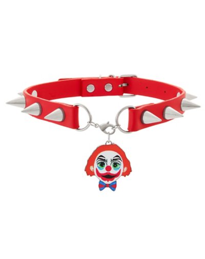 Spike Clown Head Charm Choker Necklace