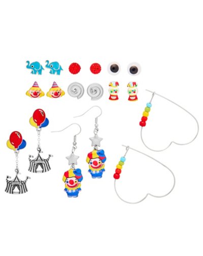 Multi-Pack Clown Heart Tent Earrings - 9 Pair